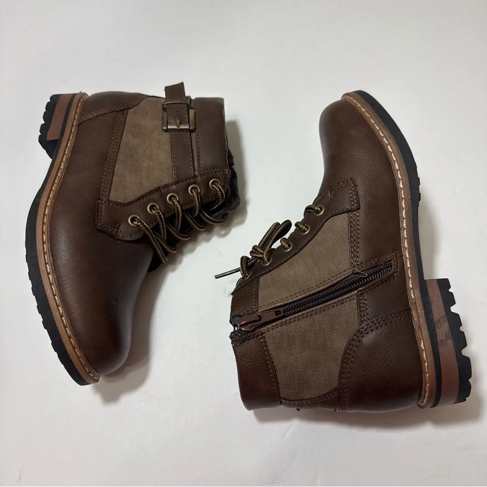 Steve Madden Youth Girls Chestnut Brown Combat Boots — Size 13
